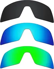 [Alphax] 3 Pcs Black & Ice Blue & Green Polarized Replacement Lenses for Oakley Sutro OO9406 Sport Sunglsses