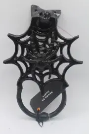 Haunted Manor Brand Halloween/Gothic Metal Spider & Web Door Knocker w. Hardware