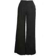 EILEEN FISHER Charcoal Stretch Wool Flannel Melange Wide Trouser Cuffed Pants 2