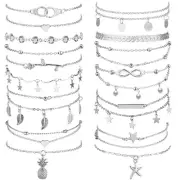 Hicarer 16 Pieces Ankle Bracelets 14K for Women Anklets Set Boho Beach Anklet...