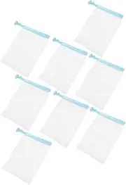 Baluue 8pcs Soap Mesh Bag Scrubber Hydrating Exfoliating Mesh Pouch Self Draining Soap Dish Savers Filters Soap Refill Brightening Moisturizer Foam to Soap Sock Dishwasher Fabric Sky-blue
