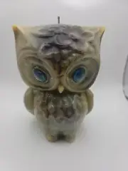 Vintage Owl Candle With Blue Eyes-Never burned-5.5 inches tall