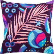 Tapestry Pillow Cover DIY kit "Feathers" Needlepoint kit Printed canvas