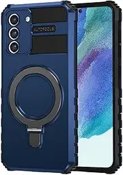 [THMEIRA] Compatible with Samsung Galaxy S21 FE Magnetic Case with Ring Kickstand [Compatible with MagSafe] Military Grade Heavy Duty Case for Samsung S21 FE 6.4'' (Not Fit S21), Blue