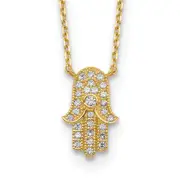 14K Yellow Gold Hamas Cz With 2In Ext Necklace