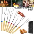 5/8Pcs Extendable 32-81cm BBQ Forks Marshmallow Roasting Sticks Camping Skewer