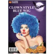 Adult Afro Clown Style Blue Wig, One Size, 11" (28CM)