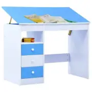 Kids Tilt Table Children Drawing Writing Study Play Desk Storage Drawers Blue