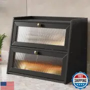 K KELBEL Double Layer Large Bamboo Bread Box for Kitchen Counter, Wooden Larg