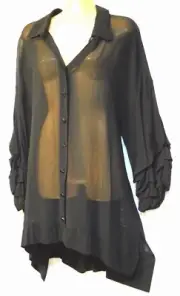 TS TAKING SHAPE plus size S - M / 18 Noir Shirt sheer drape sexy top NWT rrp$140