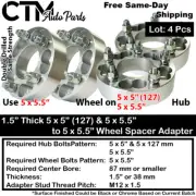 4PC 1.5" THICK 5x5(127) & 5x5.5 TO 5x5.5 WHEEL ADAPTER SPACER M12X1.5 STUD MODEL