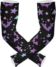 [Yoogain] UV Protection Arm Compression Sleeve Colored Bat Star Cool Sleeve Women Cooling Feeling Strong Air Permeability cubre brazos, Colored Bat Star Cool