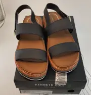Kenneth Cole New York Laney Simple Black Sandals Women's Size 8 New