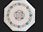 2'x2' Marble Console Center Table Top Malachite Marquetry Inlay Hallway Decor