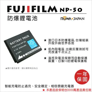 ROWA 樂華 For FUJIFILM 富士 NP-50 NP50 電池 外銷日本 原廠充電器可用 (5.1折)
