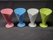 WHITE MOUNTAIN Ceramic Waffle Cone Ice Cream Scoop Sundae Dish Holder - Set Of 4
