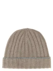 [Brunello Cucinelli] Brunello Cucinelli-Cashmere Turn-Up Beanie Cappelli Beige-Uomo M