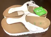 Birkenstock Gizeh Grooved White Vegan Platform Sandal T-Post Women' 9 or 10 New