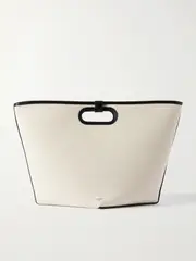 [Alaïa] Alaïa - Folded Large Leather-trimmed Canvas Tote Bag - Off-white - One size One size Off-white