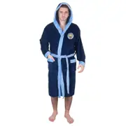 Manchester City FC Manchester City Mens Dressing Gown Robe Hooded Fleece OFFICIAL Football Gift Navy Blue Medium