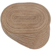 Noctiflorous Oval Braided Placemats Set of 8 Woven 12x18 Inch Non Slip Washable Heat Resistant Place Mats Round Tablemats for Dining Kitchen Party Daily Table Decor Dinner Mats (12 Brown, 8)