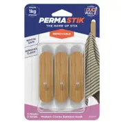 Permastik Medium Bamboo Cosmo Hooks - 3 Pack