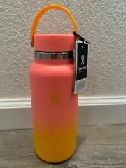 Hydro Flask Limited Edition Hawaii Ombre Orange Pink Hibiscus 32oz Wide Mouth