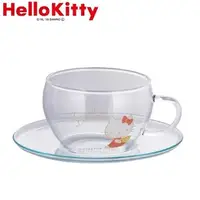 在飛比找PChome24h購物優惠-Hello Kitty 日製 玻璃 杯盤組 咖啡杯盤 茶杯 