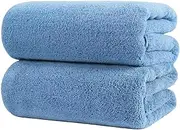 Polyte Premium Quick Dry Lint Free Microfiber Bath Sheet, 70 x 35 in, Set of 2, Microfiber, Blue, 35x70