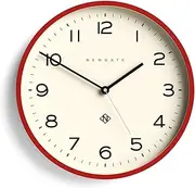 Echo Number Three Modern Wall Clock - Newgate Wall Clocks - Round Clock - Kitchen Clock - Clocks for Living Room - Office Clock - Contemporary Case - Minimalist Dial - Red