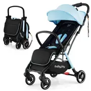 Costway Portable Stroller Prams Adjustable Pushchair w/Canopy & Storage Basket Blue