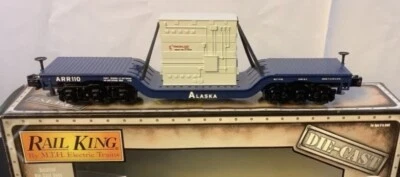 MTH RAILKING “DIE CAST” ALASKA DEPRESSED FLAT CAR W/ TRANSFORMER 30-8307 O GAUGE
