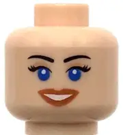Lego New Light Flesh Nougat Minifig Head Dual Sided Female Blue Eyes Smile Face