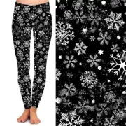 White Snowflakes Christmas Holiday Women's Leggings TC Plus Size 12-18