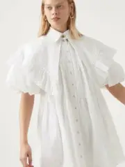 Aje Pablo Bib Smock Mini Dress - IVORY Oversize dress fit size 6& 8