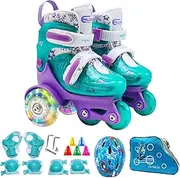 Three-Point Roller Skates - Adjustable Kids' Balance Roller Skates | Children Aged 3-8 Years Roller Skates with Light up Wheels for Skating Rink, Playground