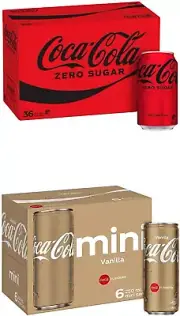 Bundle: Coca-Cola Zero Sugar 36pk & Coca-Cola Vanilla Minis 6pk