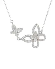 Suzy Levian Silver CZ Butterfly Necklace NoSize NoColor