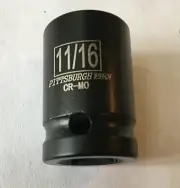 PITTSBURGH PRO 11/16" x 1/2" DR IMPACT SOCKET CR-MO 6Pt Free Shipping