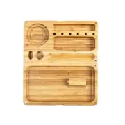 Backflip Bamboo Rolling Tray With Magnetic Lid Durable Rolling Tray With Cleanin