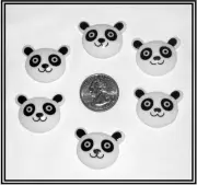 6 PC ZOO PANDA BEAR FACE RESIN FLATBACK FLAT BACK RESINS