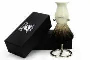 100% Black Badger Hair Men's Shaving Brush In White & Brush Stand For Men