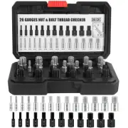Nut and Bolt Thread Checker, 26 Male/Female Gauges - 14 Inch & 12, Metric Black