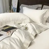 在飛比找樂天市場購物網優惠-頂級輕奢140支純棉四件組床包 長絨棉高檔刺繡 五星級飯店埃