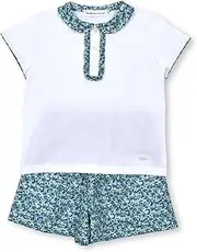 BEBE Petits Pois Vert(べべ・プチポワヴェール) Bebe 1282-63024 Girls T-shirt with Collar and Shorts Floral Print Setup (37.4-59.1 inches (95-150 cm)