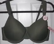 NEW Danskin Size 38DD T-Shirt Bra Sleek & Smooth Olive Green