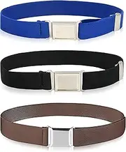 [ueslwser] 3 PCS Kids Belt Elastic Stretch Adjustable Belt with Silver Square Buckle for Boys Grils