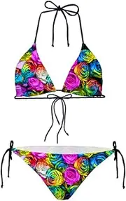 [FOR U DESIGNS] Women's Tie Side Bottom Triangle Bikini Set Size