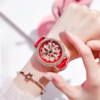 在飛比找蝦皮購物優惠-網紅同款滿鑽時來運轉手錶女士時尚潮流表石英腕錶