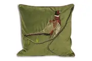 Riva Home Hunter Velvet Pheasant Cushion Cover (Green) (45x45cm)